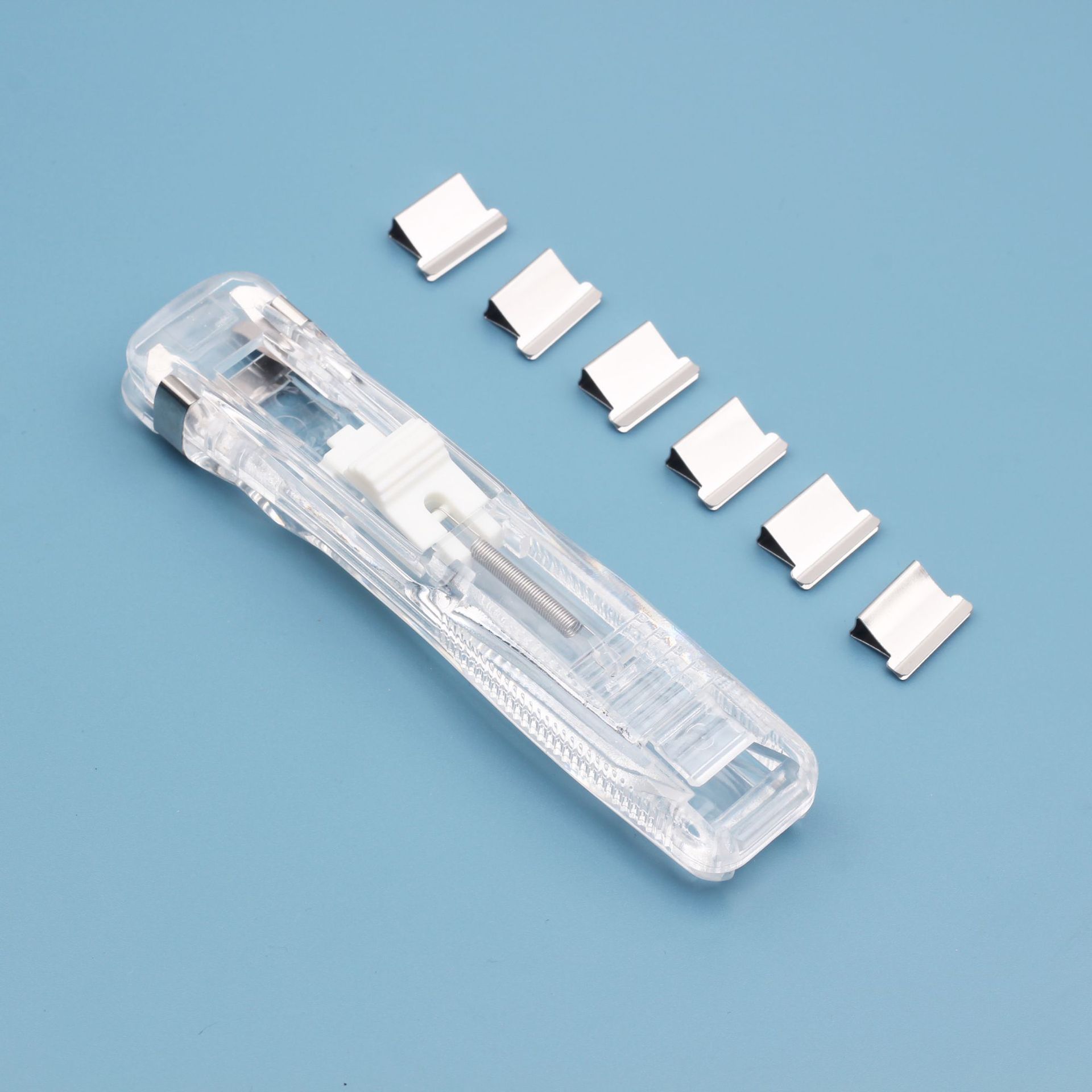 Heavy-Duty Transparent Stapler — 16mm Binding, Non-Slip Grip, Includes 50 Staples