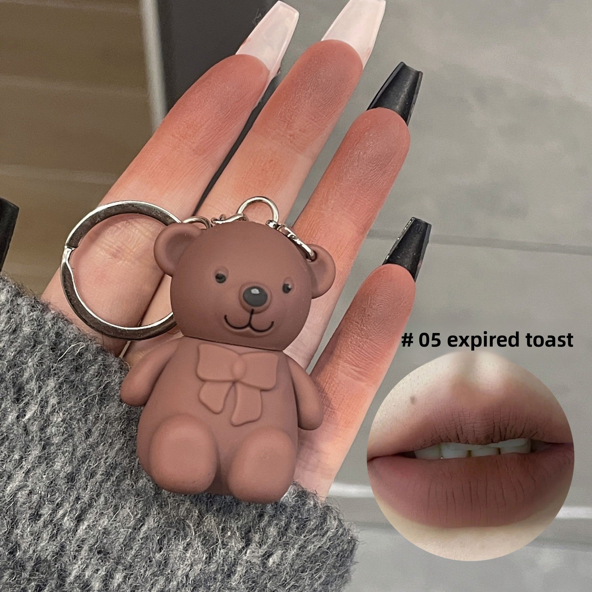 Cute Bear Keychain Lip Mud | Matte Lip Glaze | 8 Shades | Gift for Her