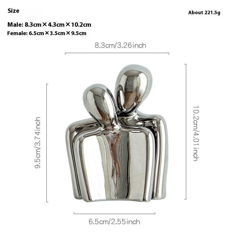 Heart-shaped Gold-plated Abstract Simple Character Ceramic Ornaments