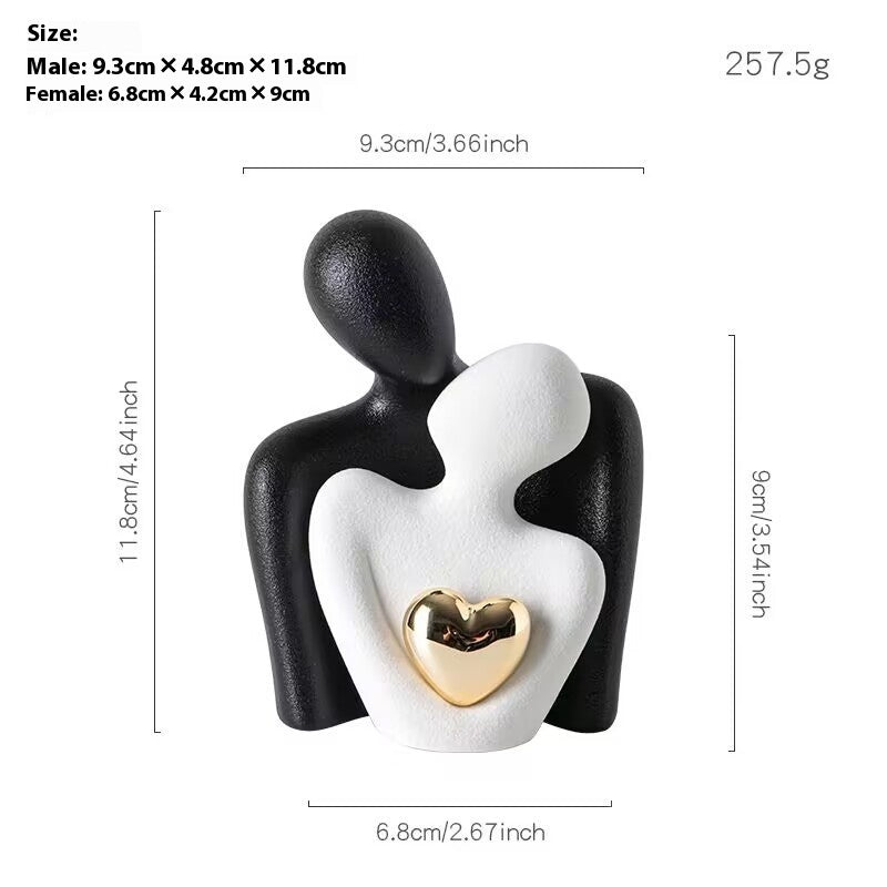 Heart-shaped Gold-plated Abstract Simple Character Ceramic Ornaments