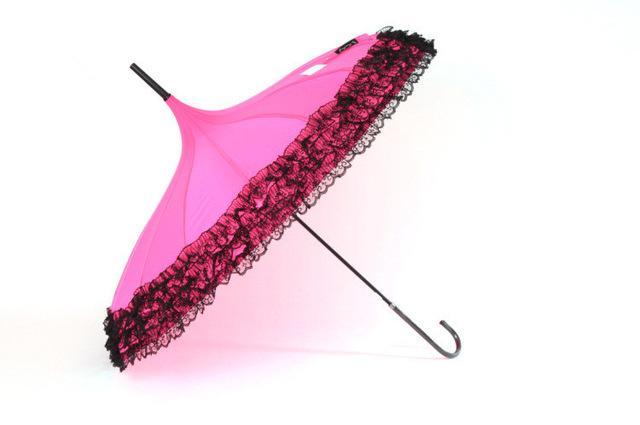 Elegant Lace Trim Umbrella – Chic Vintage Pink Rain Parasol