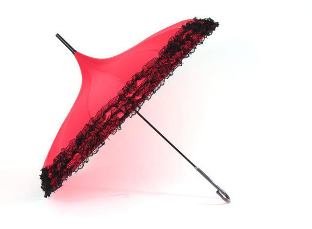 Elegant Lace Trim Umbrella – Chic Vintage Pink Rain Parasol