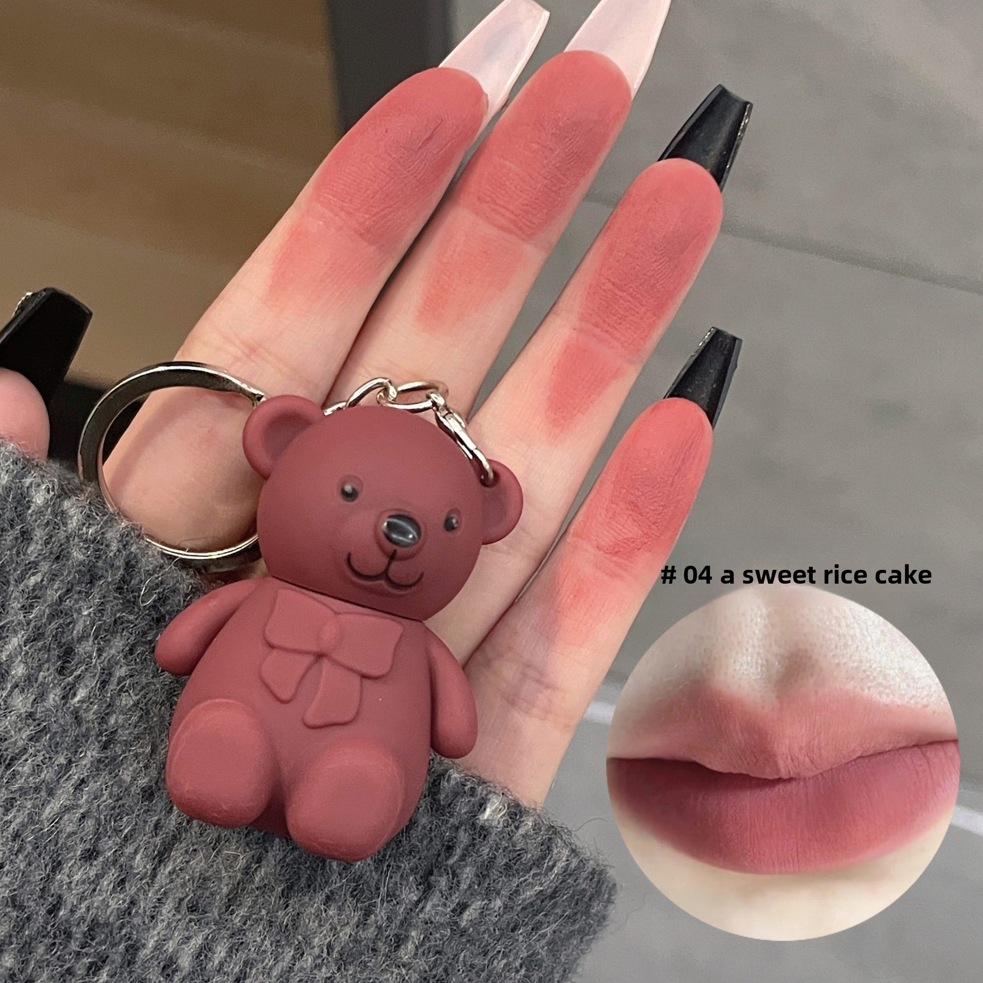 Cute Bear Keychain Lip Mud | Matte Lip Glaze | 8 Shades | Gift for Her