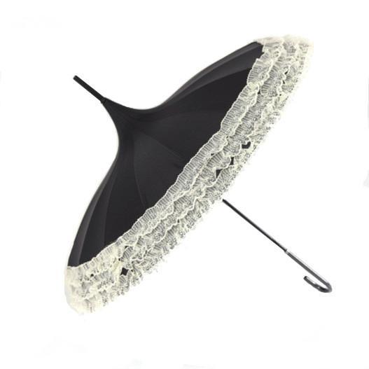 Elegant Lace Trim Umbrella – Chic Vintage Pink Rain Parasol