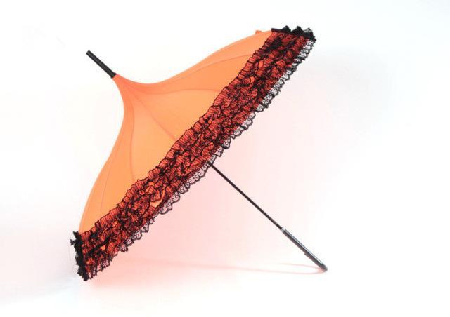 Elegant Lace Trim Umbrella – Chic Vintage Pink Rain Parasol