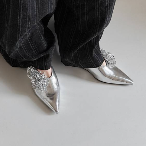 Women's Luxury Cowhide High Heels | Designer-Style Stiletto Heels | Silver & Black