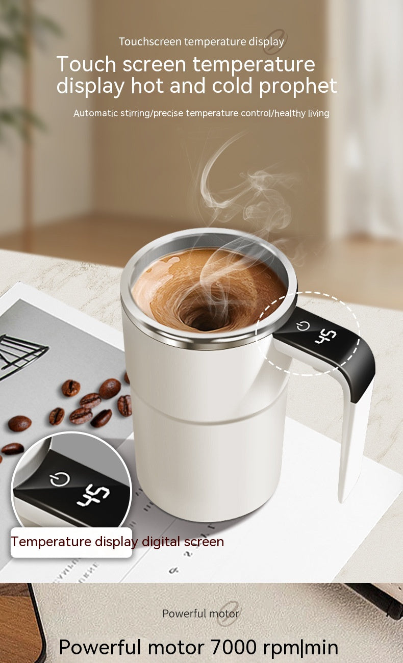 Temperature Display Magnetic Mixing Cup — Smart Self-Stirring Tumbler