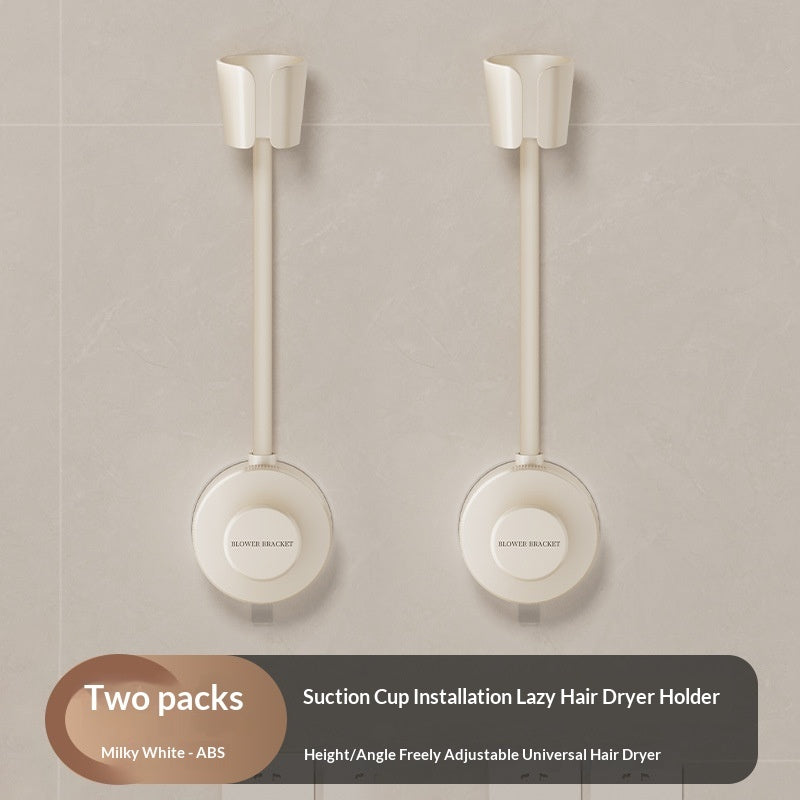 Wall-Mounted Hair Dryer Holder — Hands-Free Suction Bracket, 360° Adjustable, No-Drill ABS Stand