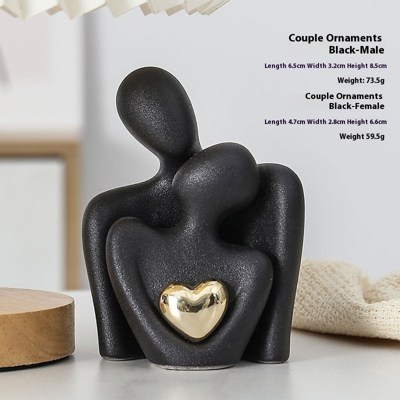 Heart-shaped Gold-plated Abstract Simple Character Ceramic Ornaments