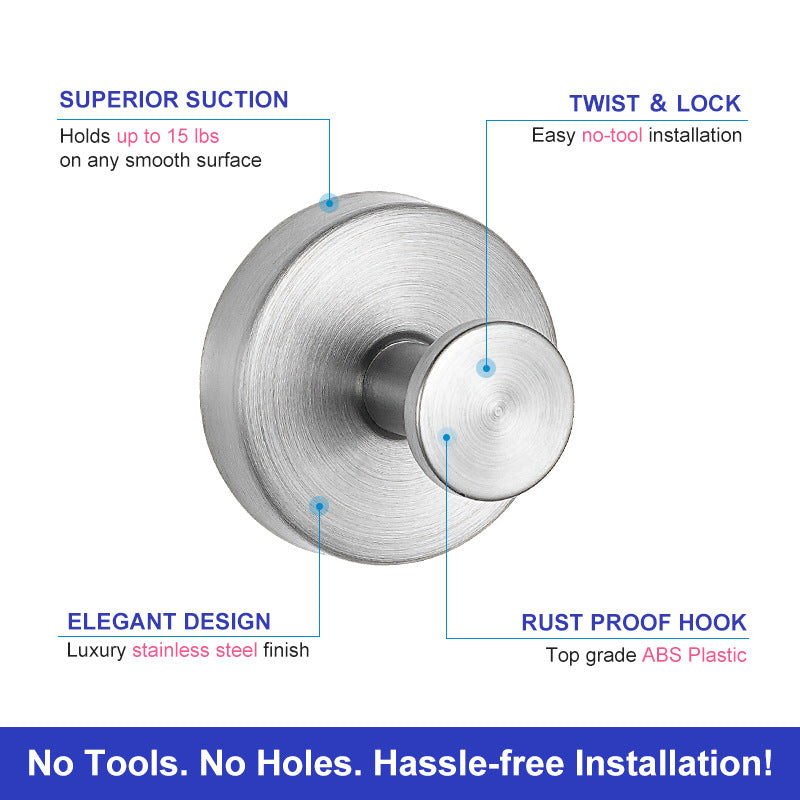 304 Stainless Steel Seamless Strong Suction Cup Single Hook
