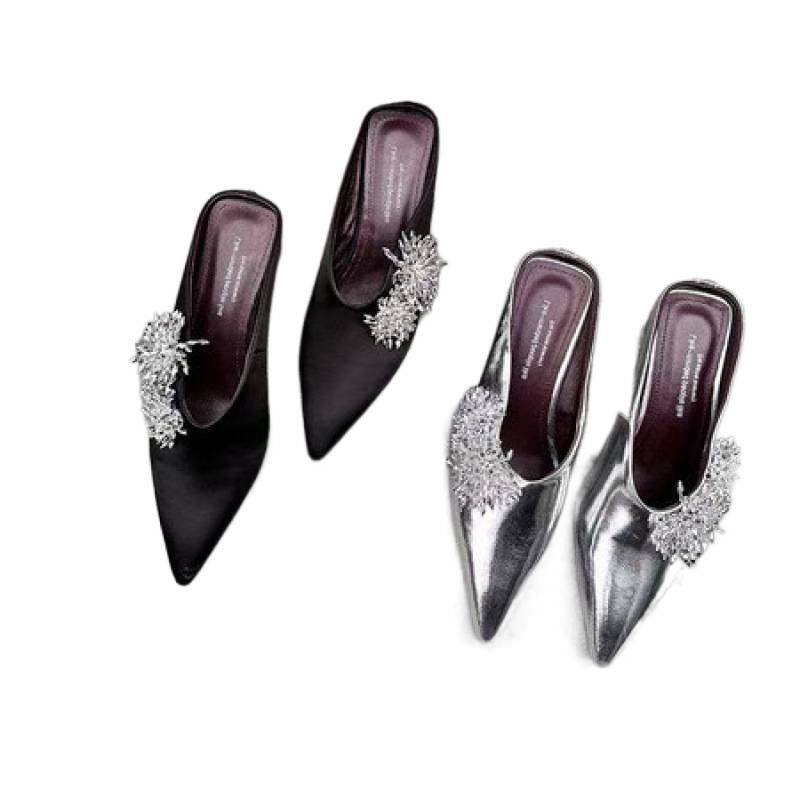Women's Luxury Cowhide High Heels | Designer-Style Stiletto Heels | Silver & Black