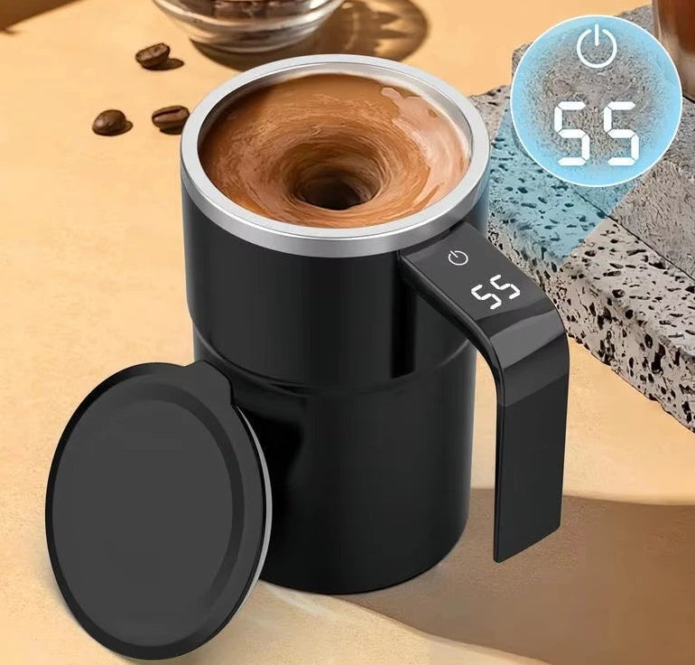 Temperature Display Magnetic Mixing Cup — Smart Self-Stirring Tumbler
