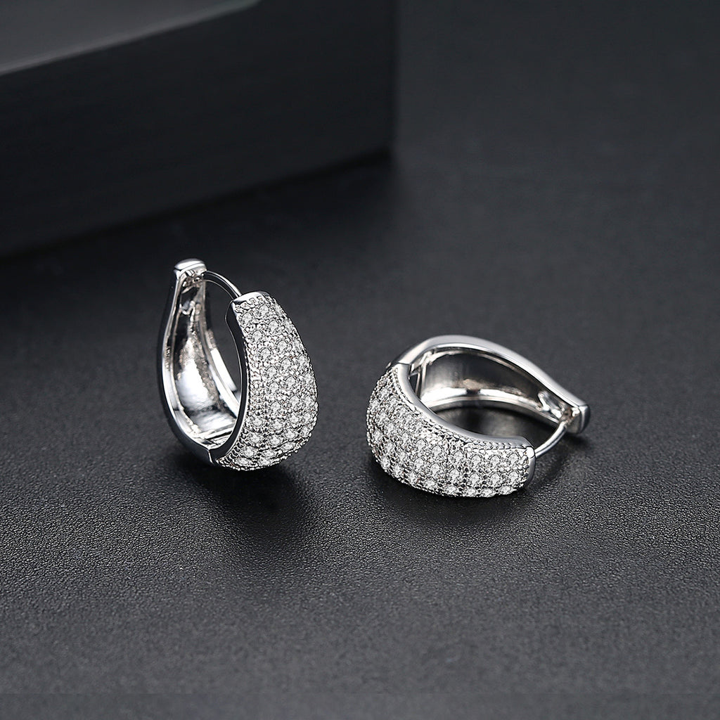 Womens Simple Zircon Micro-Set Crystal Earrings