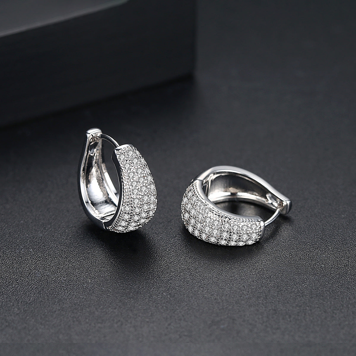 Womens Simple Zircon Micro-Set Crystal Earrings