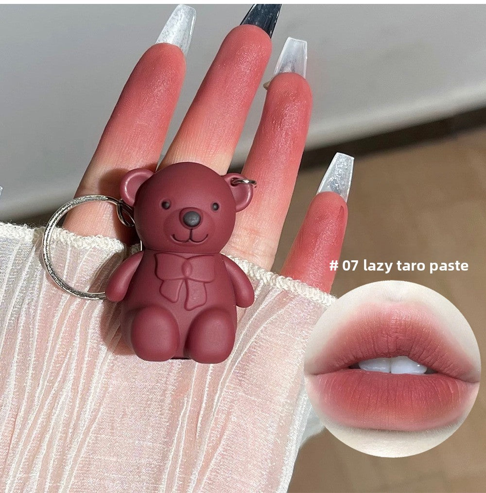 Cute Bear Keychain Lip Mud | Matte Lip Glaze | 8 Shades | Gift for Her