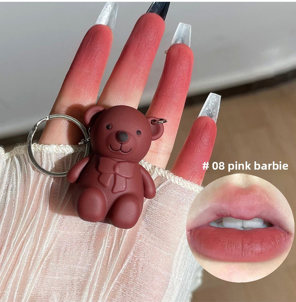 Cute Bear Keychain Lip Mud | Matte Lip Glaze | 8 Shades | Gift for Her