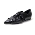 Women's Pointed Toe Slip-On Hidden Wedge Shoes | Cutout Fashion Loafers | Low-Cut Mid-Heel | Black, Gold & Silver