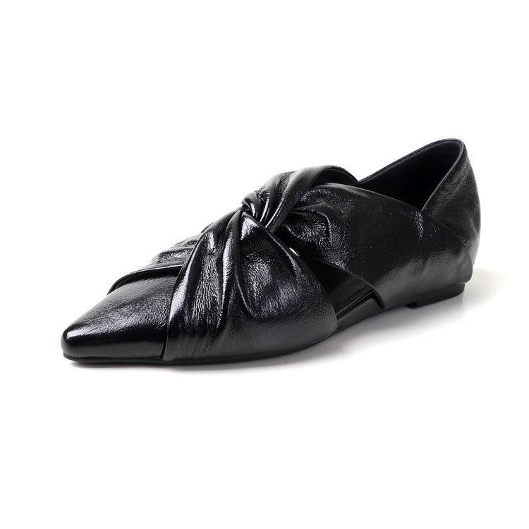 Women's Pointed Toe Slip-On Hidden Wedge Shoes | Cutout Fashion Loafers | Low-Cut Mid-Heel | Black, Gold & Silver