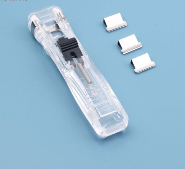 Heavy-Duty Transparent Stapler — 16mm Binding, Non-Slip Grip, Includes 50 Staples