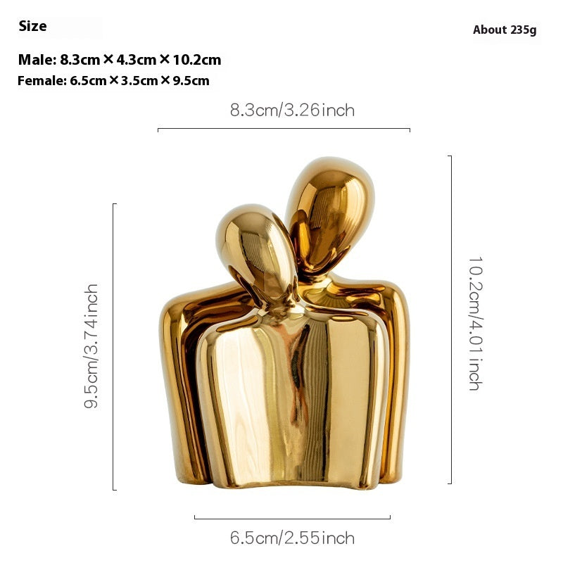 Heart-shaped Gold-plated Abstract Simple Character Ceramic Ornaments