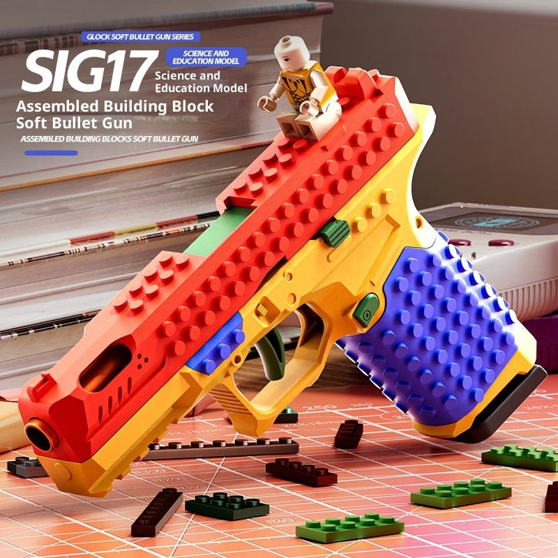 Assembled Building Blocks Children Throw Shell Toy Gun