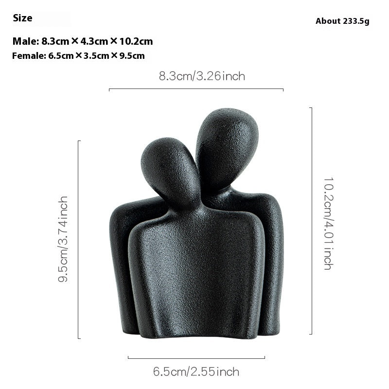 Heart-shaped Gold-plated Abstract Simple Character Ceramic Ornaments