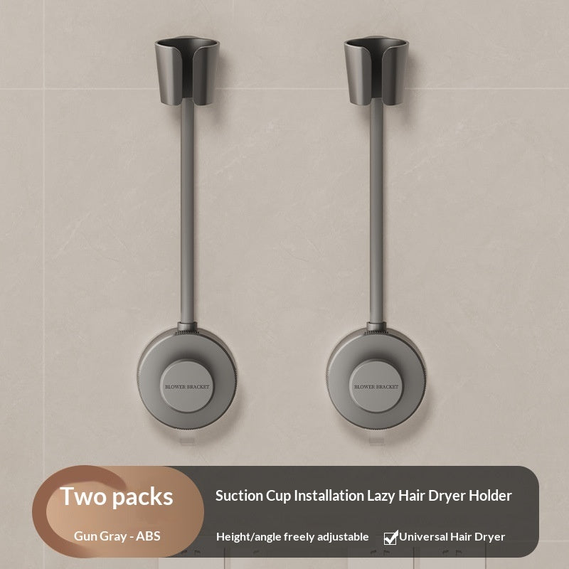 Wall-Mounted Hair Dryer Holder — Hands-Free Suction Bracket, 360° Adjustable, No-Drill ABS Stand
