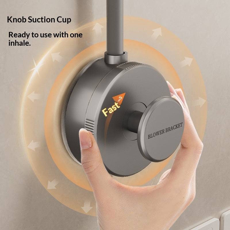 Wall-Mounted Hair Dryer Holder — Hands-Free Suction Bracket, 360° Adjustable, No-Drill ABS Stand