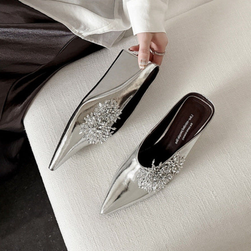 Women's Luxury Cowhide High Heels | Designer-Style Stiletto Heels | Silver & Black