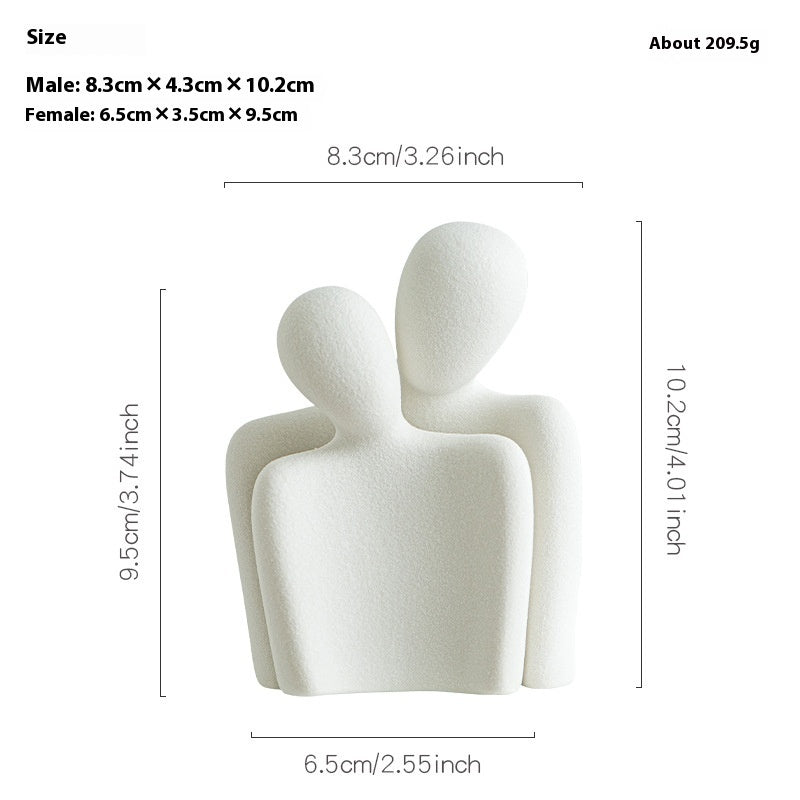 Heart-shaped Gold-plated Abstract Simple Character Ceramic Ornaments