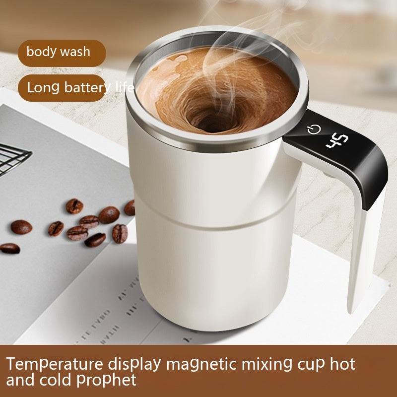 Temperature Display Magnetic Mixing Cup — Smart Self-Stirring Tumbler