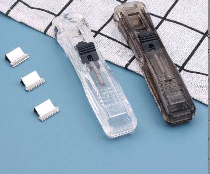 Heavy-Duty Transparent Stapler — 16mm Binding, Non-Slip Grip, Includes 50 Staples