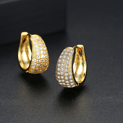 Womens Simple Zircon Micro-Set Crystal Earrings