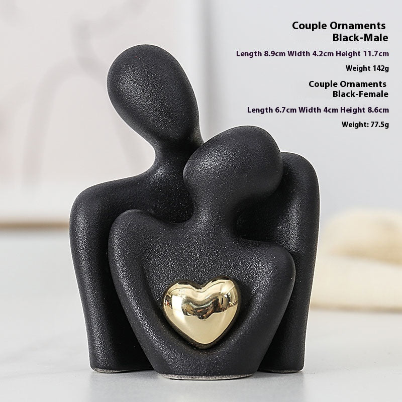 Heart-shaped Gold-plated Abstract Simple Character Ceramic Ornaments