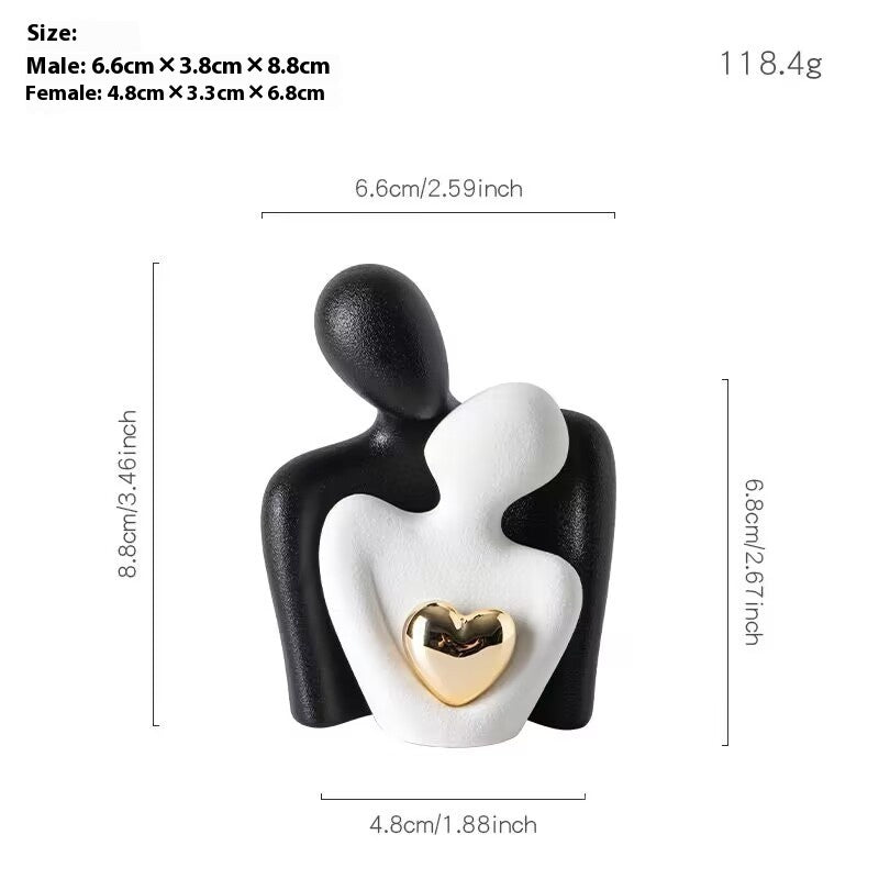 Heart-shaped Gold-plated Abstract Simple Character Ceramic Ornaments