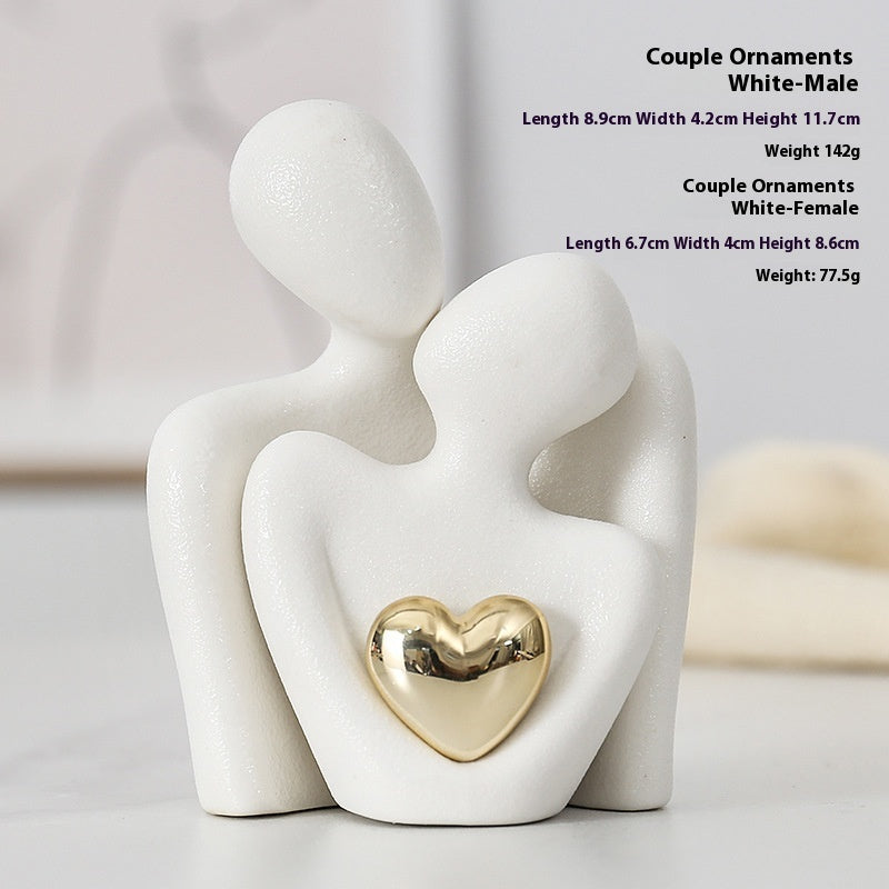 Heart-shaped Gold-plated Abstract Simple Character Ceramic Ornaments
