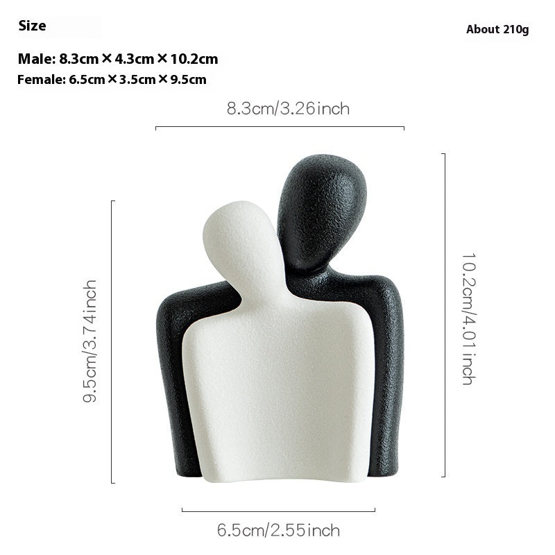 Heart-shaped Gold-plated Abstract Simple Character Ceramic Ornaments