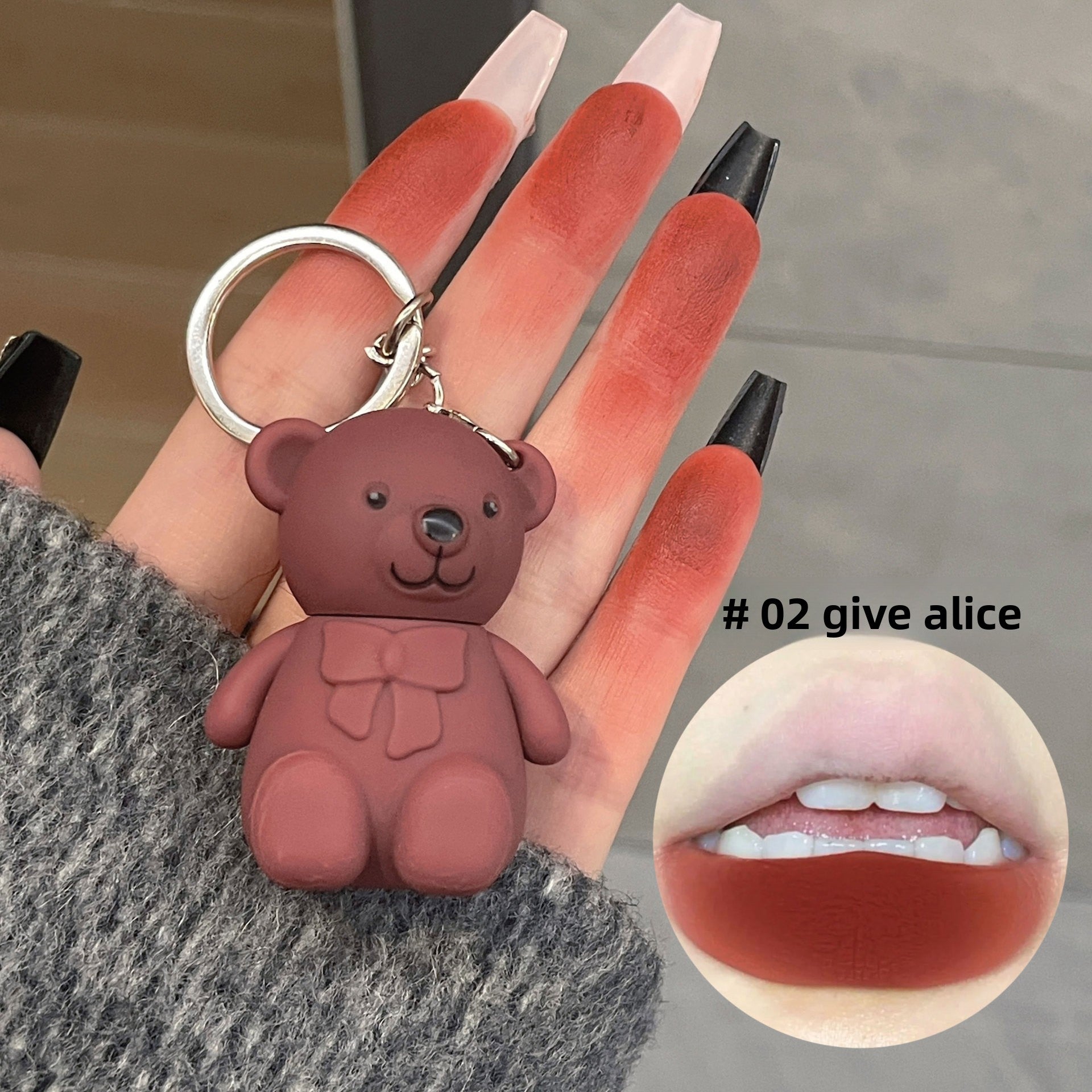 Cute Bear Keychain Lip Mud | Matte Lip Glaze | 8 Shades | Gift for Her
